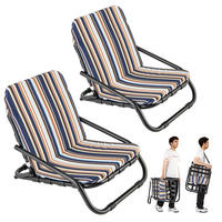 STRANDSTUHL Blau(2er-Set) - Blau, Metall (50/46/67cm) - COSTWAY