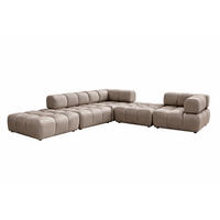 ECKSOFA Corner Modular, Veloursstoff Bluvel, Latte, Links, Bolla - Hellbraun, Holz (288/288cm) - Kaiser Möbel