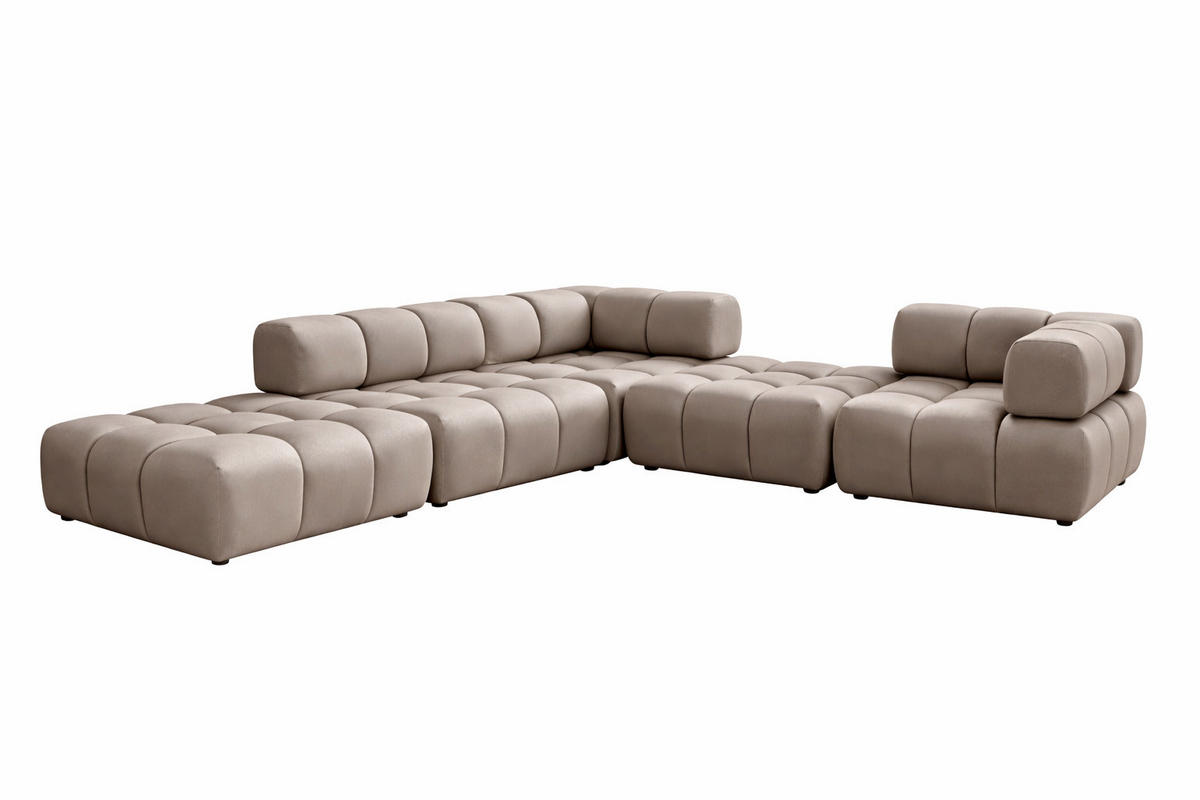 ECKSOFA Corner Modular, Veloursstoff Bluvel, Latte, Links, Bolla - Hellbraun, Holz (288/288cm) - Kaiser Möbel