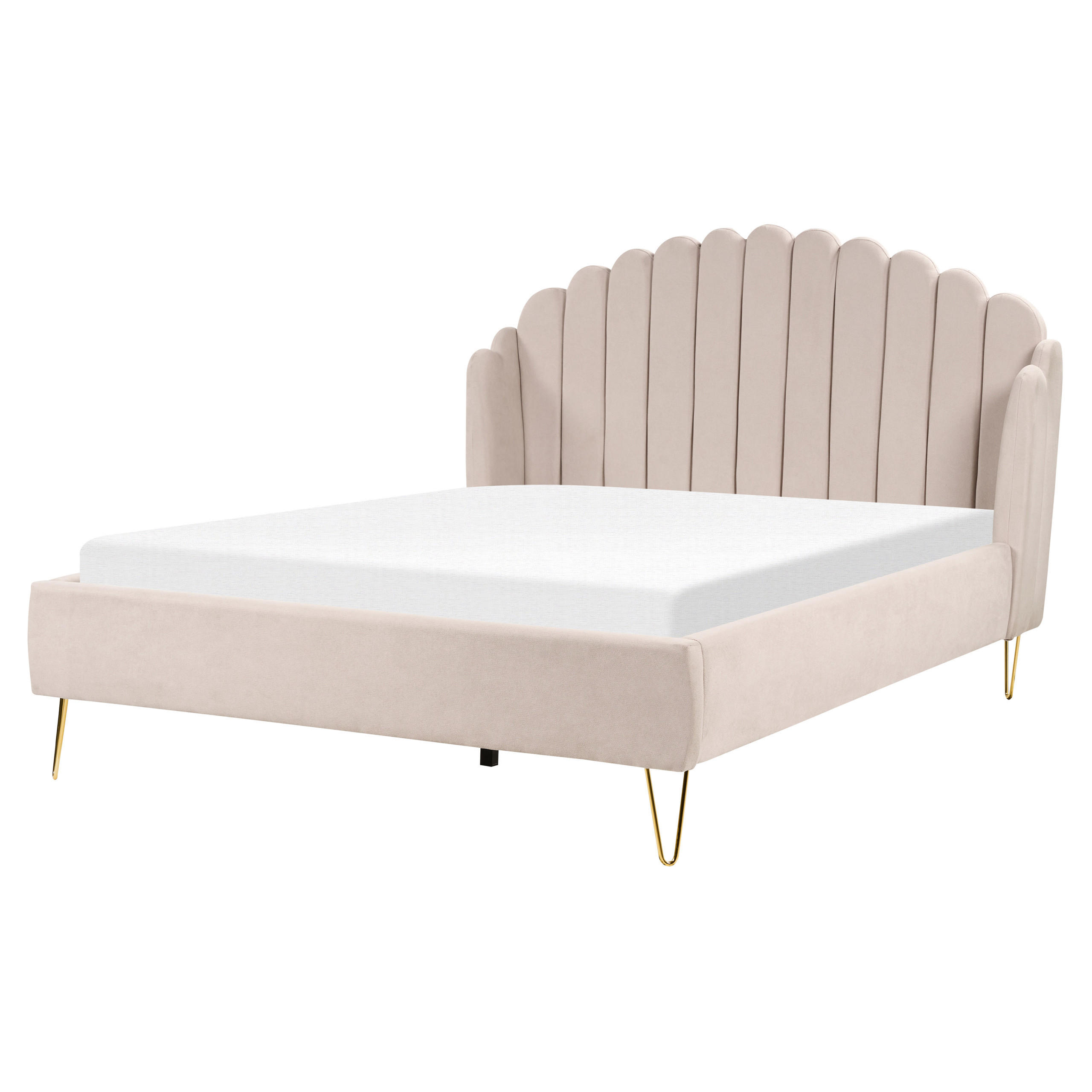 POLSTERBETT 160/200cm Helles Beige Ambillou - Beige, Textil (160/200cm) - Beliani