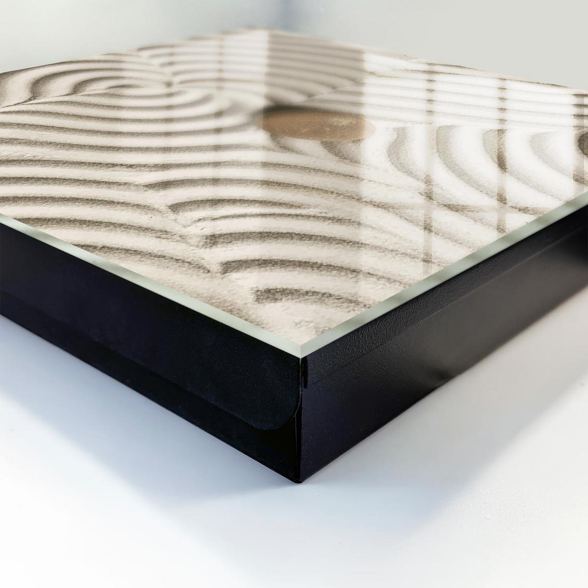SCHLÜSSELBOX Schwarz 30x30 cm- Türöffnung nach rechts - Zen-Komposition - Creme, Metall (30/30/5cm) - TULUP