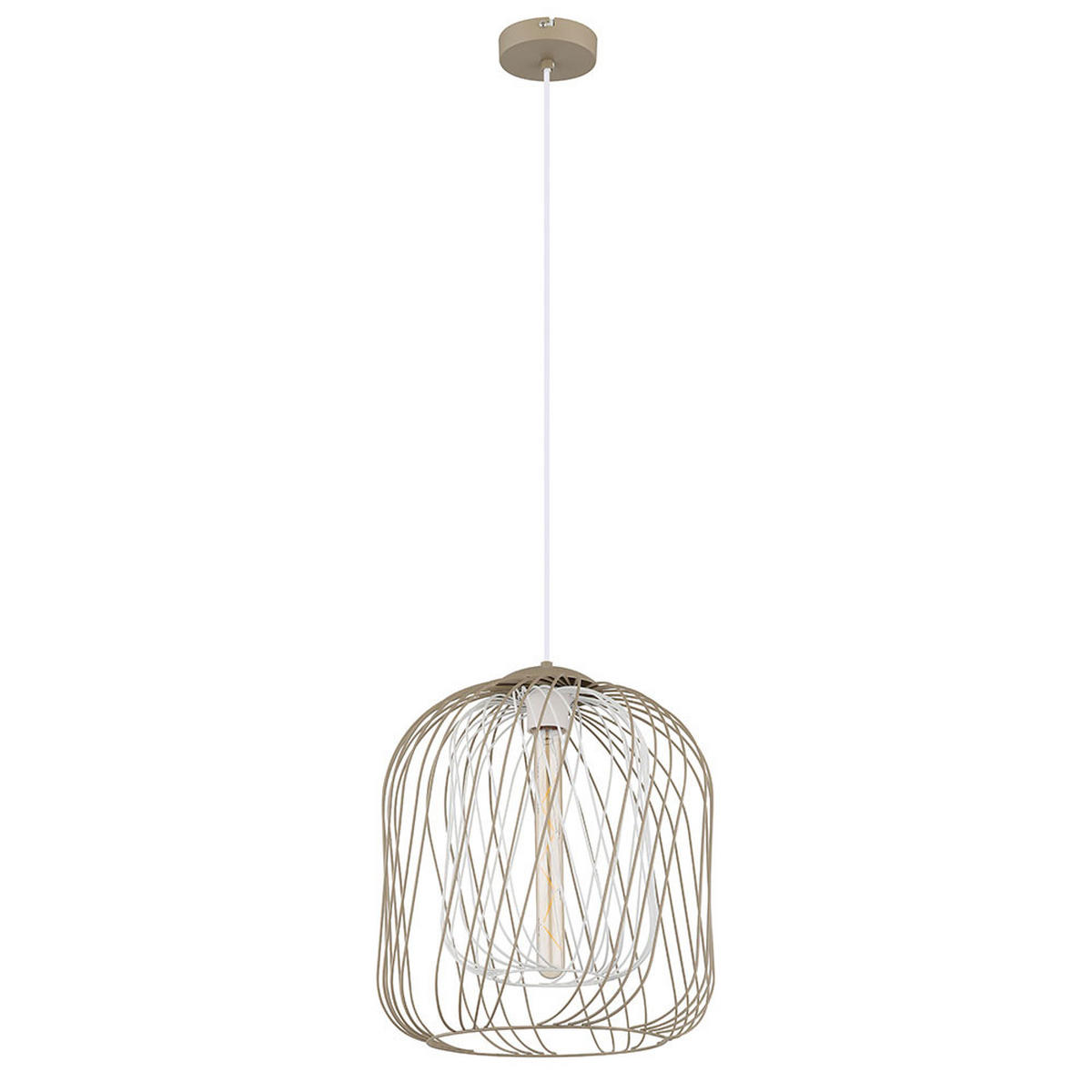 LED HÄNGELEUCHTE DICHTI Metall Sand, Metallgeflecht - Bernsteinfarben, Glas (35/35/150cm) - Globo Lighting