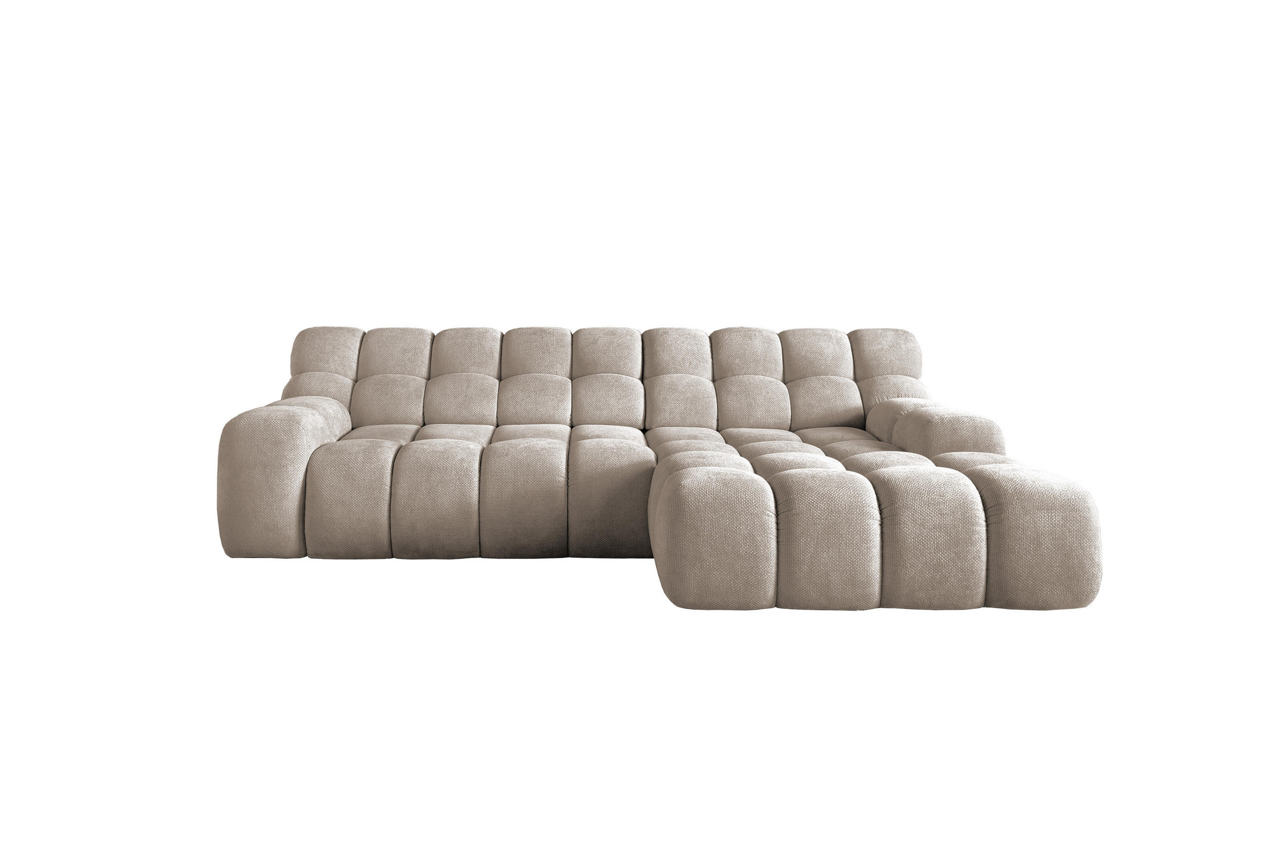 ECKSOFA CAMPILE mit elektrisch verschiebbarem Sitz, Grau, Rechts - Hellbraun, Holz/Textil (288/119cm) - DomoHome