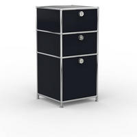 BÜRO-STANDCONTAINER, Metall, 40cm, 2 Schubladen + 1 Hängeregistratur, Graphitschwarz - Chromfarben/Silberfarben, Metall (40/82.4/39.7cm) - Versee