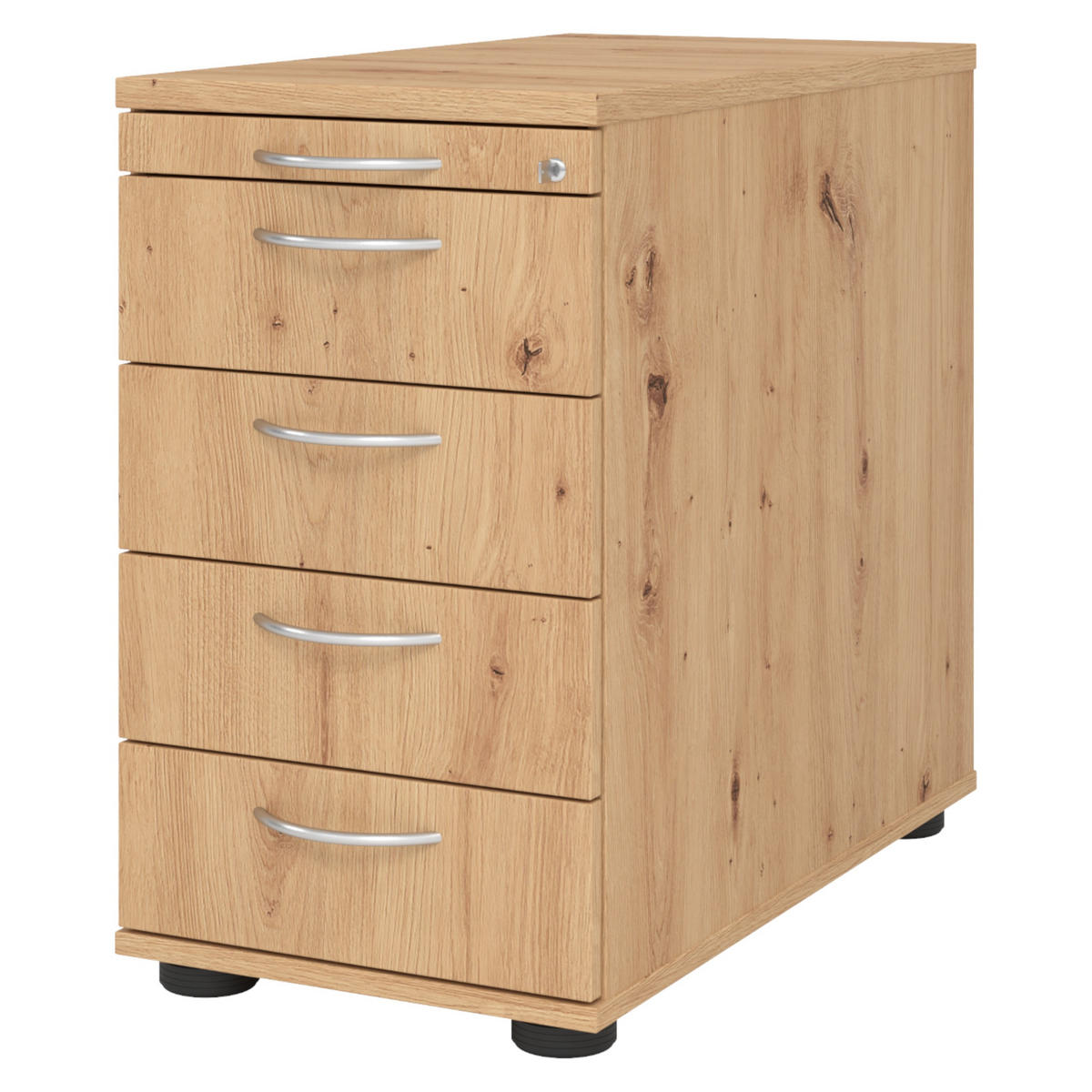 STANDCONTAINER - mit 4 Schubladen 80/42,8/72 cm in Wildeiche Bogengriff (Metall) - Wildeiche, Holzwerkstoff (42.8/72/80cm) - bümö