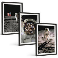 BILDER SET 3er Set - 40x60 cm Schwarzer Rahmen - NASA-Mondlandung - Schwarz, Kunststoff (40/60cm) - TULUP