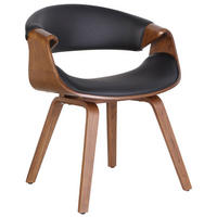 STUHL Lederlook Schwarz - Eukalyptusholzfarben/Schwarz, Holz/Textil (62/76/52cm) - CLP