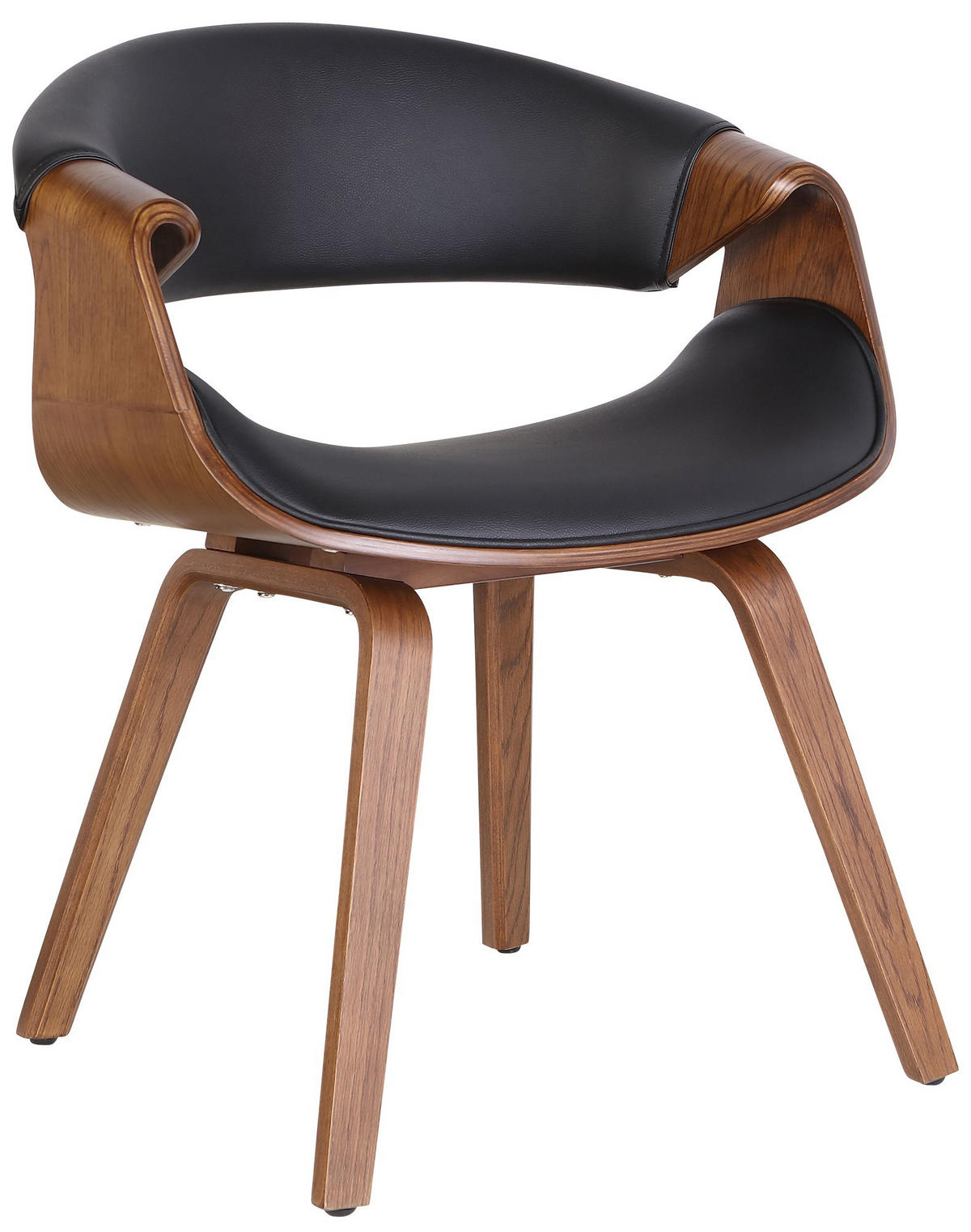 STUHL Lederlook Schwarz - Eukalyptusholzfarben/Schwarz, Holz/Textil (62/76/52cm) - CLP