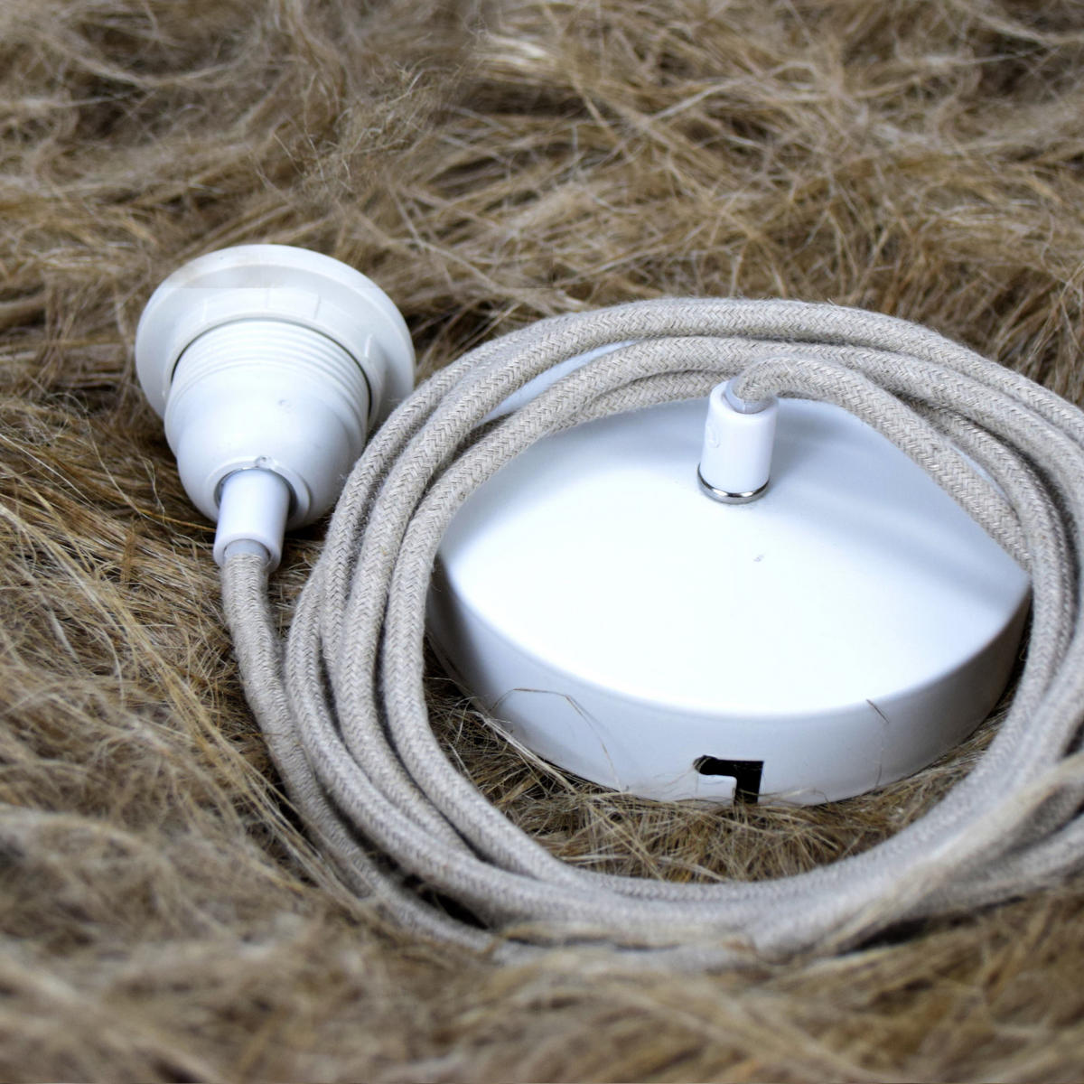 PENDELLEUCHTE Hang 1 Flammig Retro - Creme/Weiß, Naturmaterialien (250/1/250cm) - HOOPZI