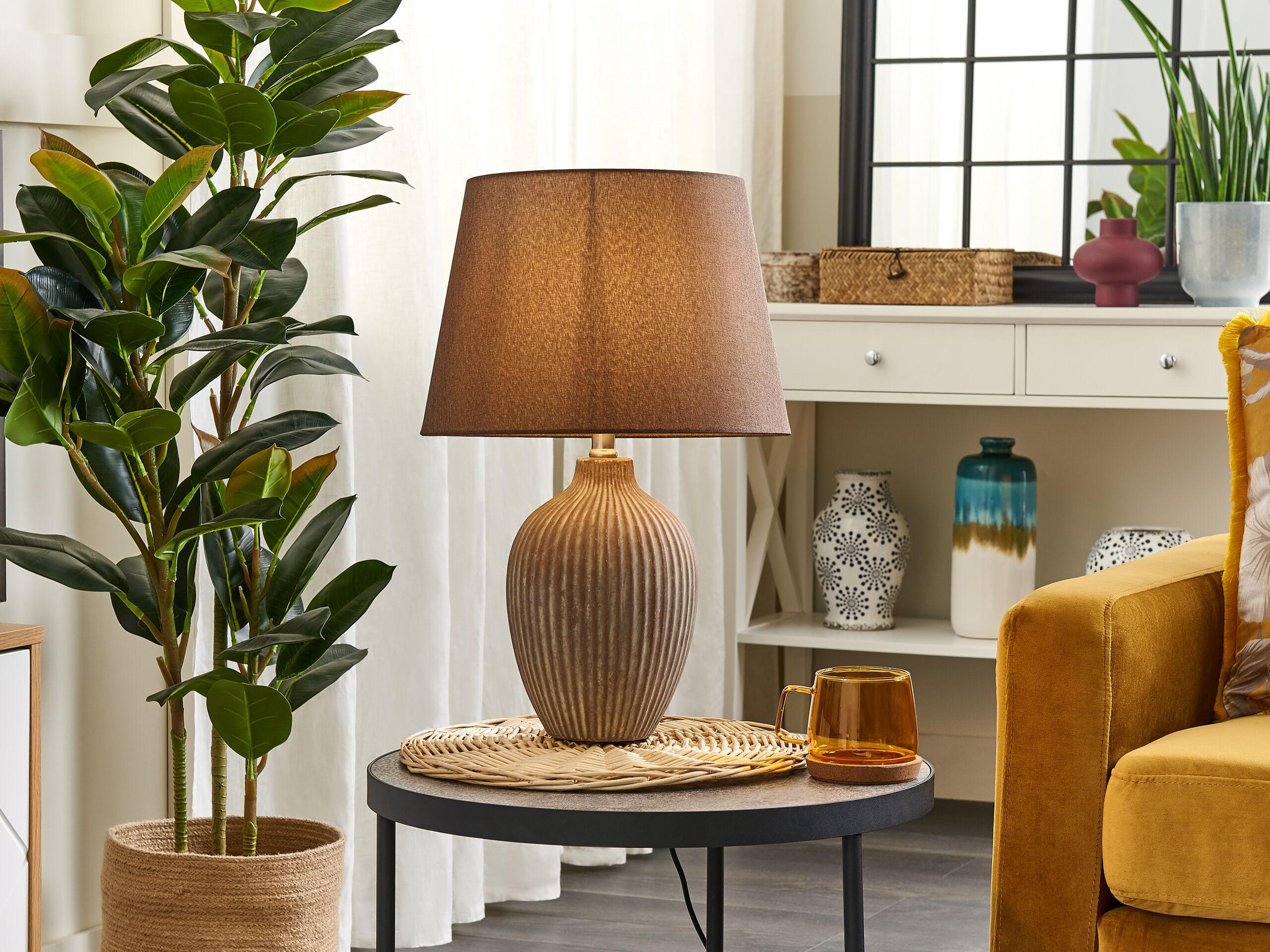 TISCHLAMPE Fergus 33/33/52 cm - Braun, Keramik (33/33/52cm) - Beliani