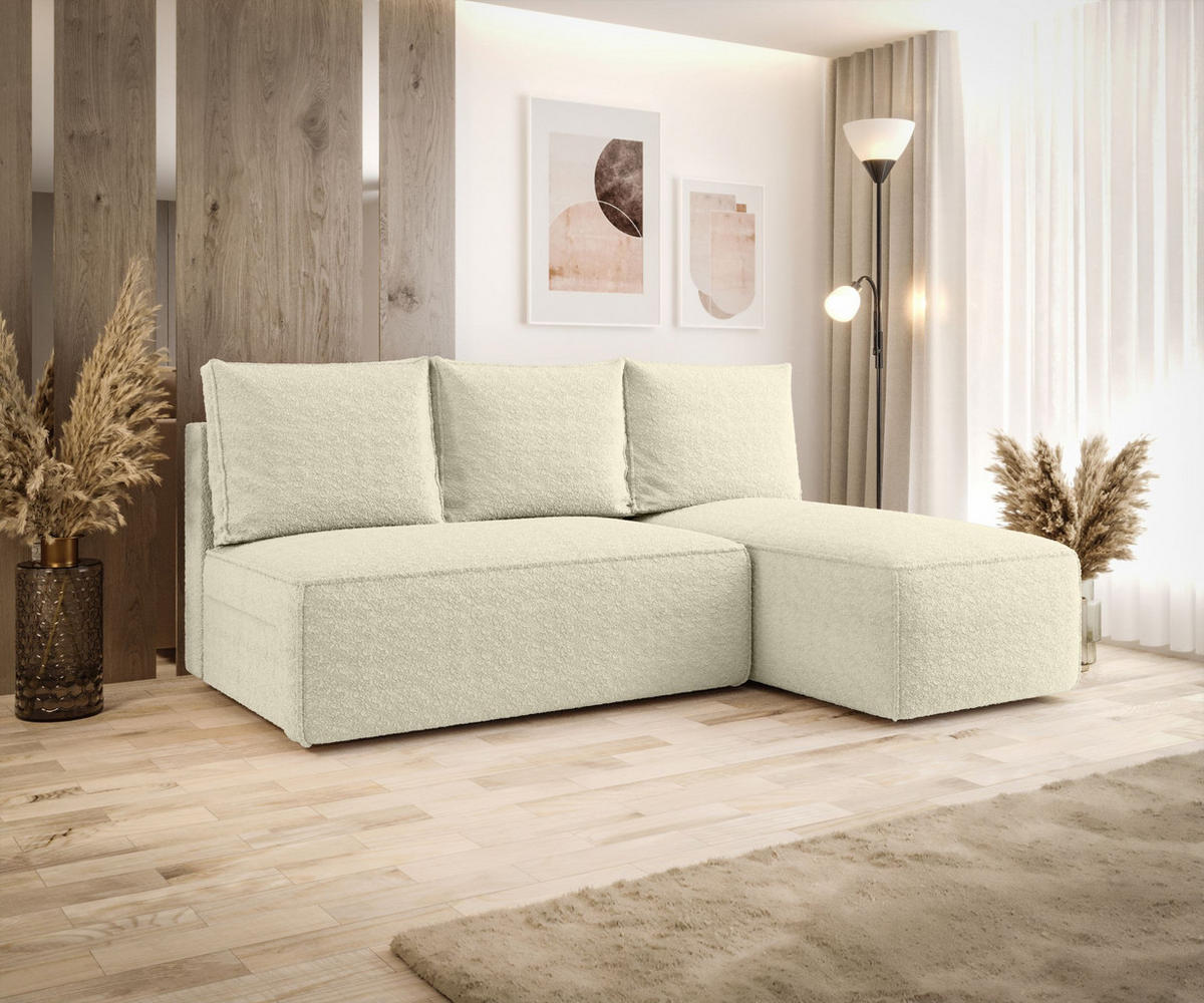 ECKSOFA mit Schlaffunktion SAVIO MINI Quelle 02 Rechts - Ecru, Textil (200/140cm) - Bedante