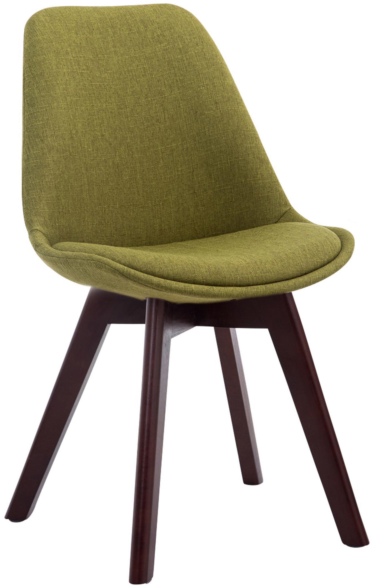 STUHL Stoff grün - Walnussfarben/Grün, Holz/Textil (48/84/55cm) - CLP