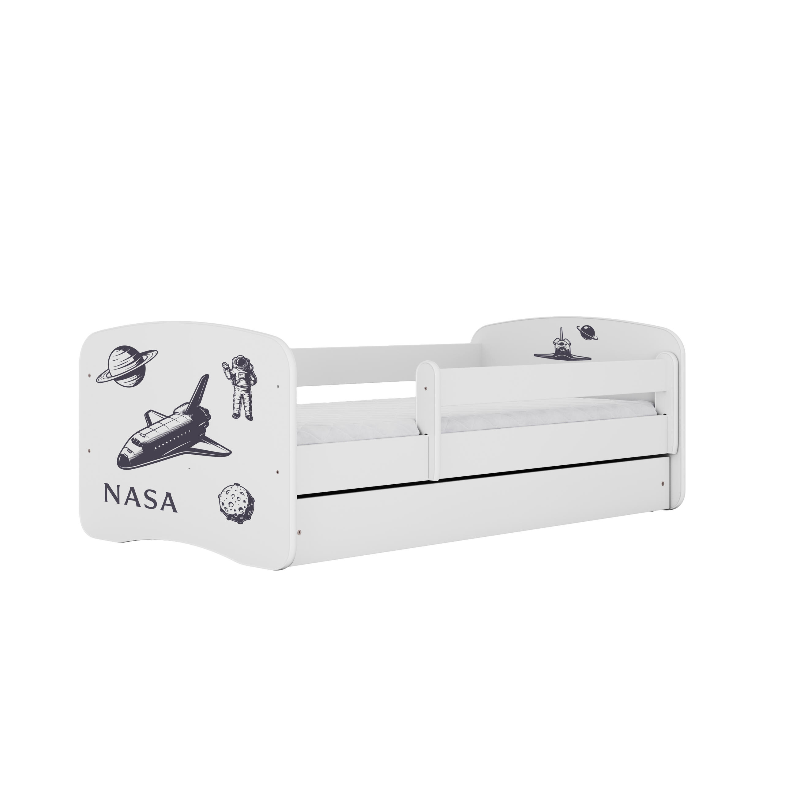 KINDERBETT NASA mit Schublade 160/80 90/61/164 - Weiß, Holzwerkstoff (80/160cm) - RAUMHIRSCH FURNITURE