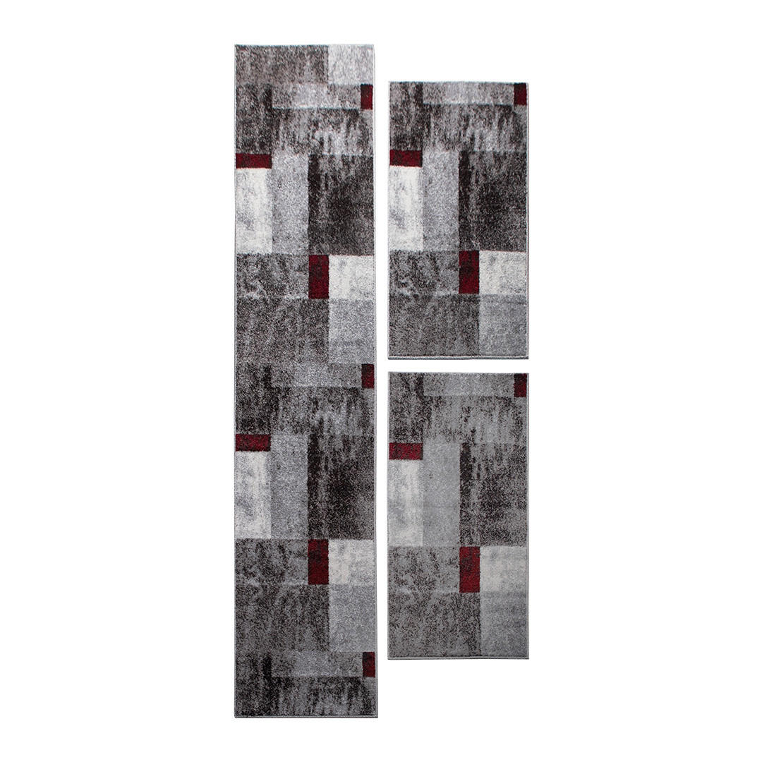 BETTUMRANDUNG Phönix abstraktes Design rot 1 x 67 x 340 cm, 2 x 67 x 140 cm Set 3-teilig - Rot, Kunststoff/Textil (67/620cm)