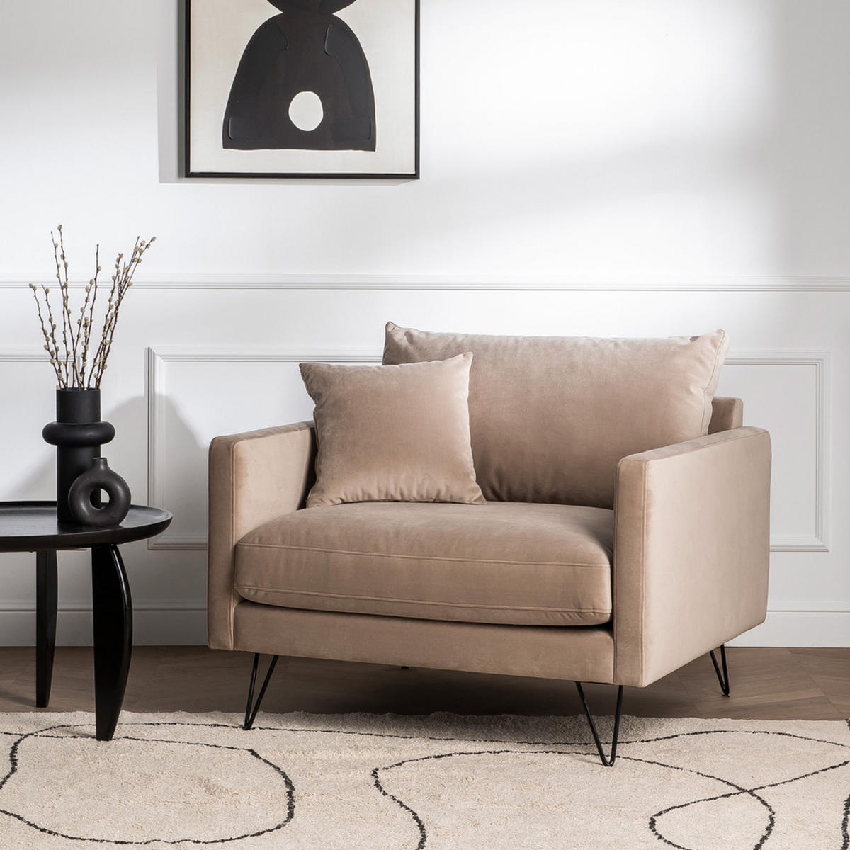 DESIGN-SESSEL - Beige - Beige, Textil (108/86/95cm) - Drawer