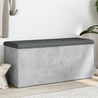 SITZBANK Mit Stauraum Betongrau 102/42/45 Cm Holzwerkstoff - Grau, Holz (102/45/42cm) - vidaXL