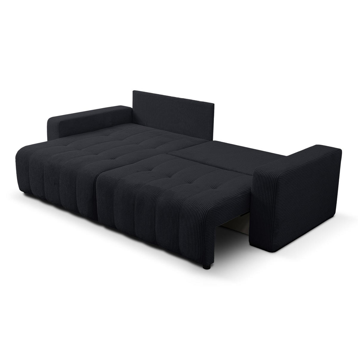 ECKSOFA Maillo Dunkelgrau Cord - Dunkelgrau/Schwarz, Kunststoff/Textil (245/143cm) - Selsey