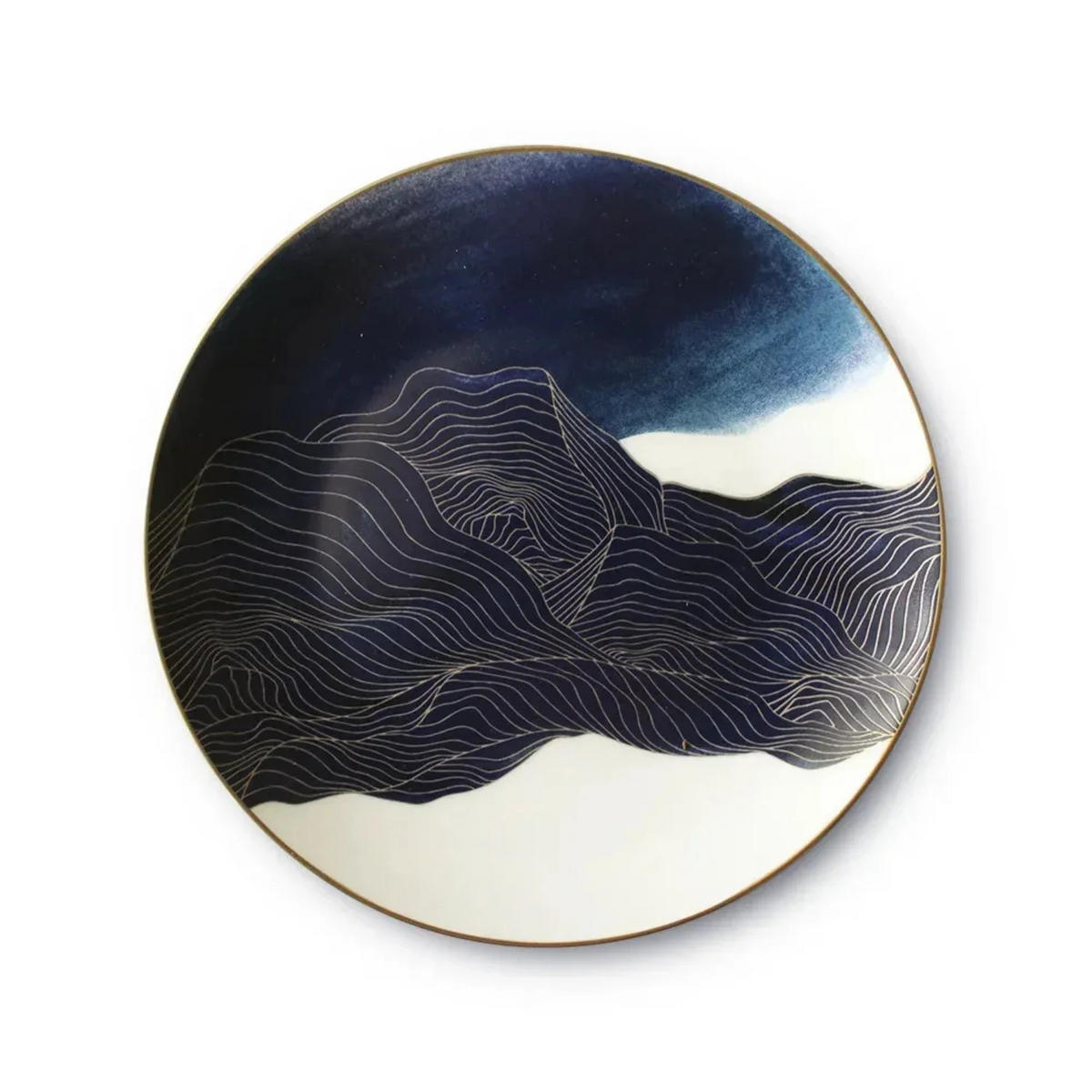 TELLERSET Blue Marble Bone China Blau Gold 4tlg Ø30 Ø27 Ø20 Ø16 cm - Blau, Keramik (30/2/2cm) - Quality Elegance