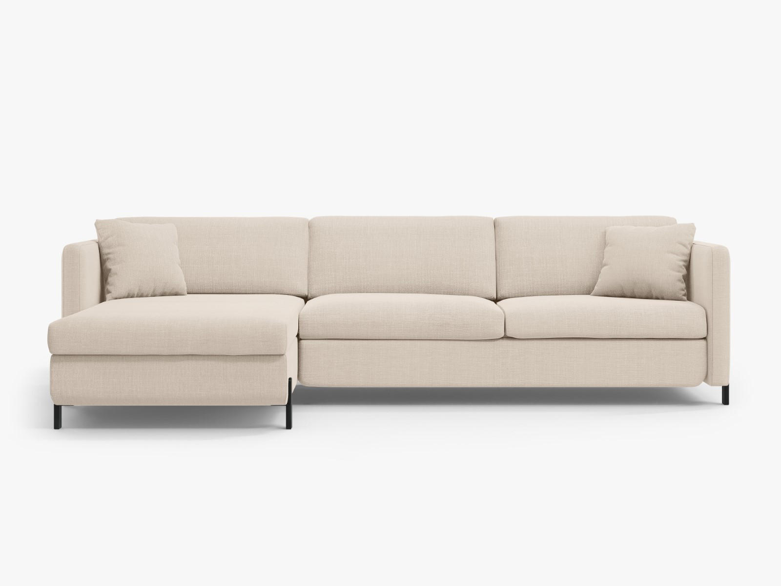 ECKSOFA ausklappbar links mit Container Gloria aus strukturiertem Stoff beige 4 Sitzplätze - Beige, Textil (260/170cm) - Micadoni