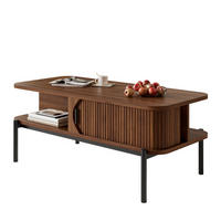 COUCHTISCH 100x45x43cm mit Stauraum und Schiebetüren - Walnussfarben, Holzwerkstoff (45/100/43cm) - FLIEKS
