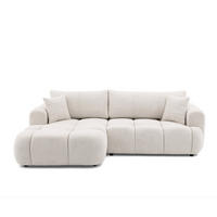 ECKSOFA CALM L Links mit Schlaffunktion 140x215 Webstoff weiß - Schwarz/Weiß, Holz/Kunststoff (261/151cm) - Muffo
