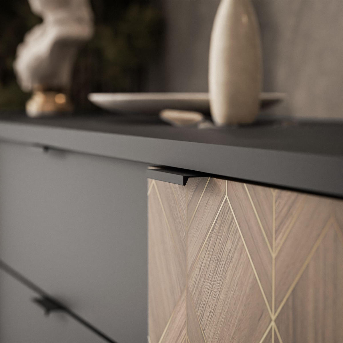 KOMMODE LIAM - Schwarz, Holzwerkstoff (185/83/50cm) - Lookway