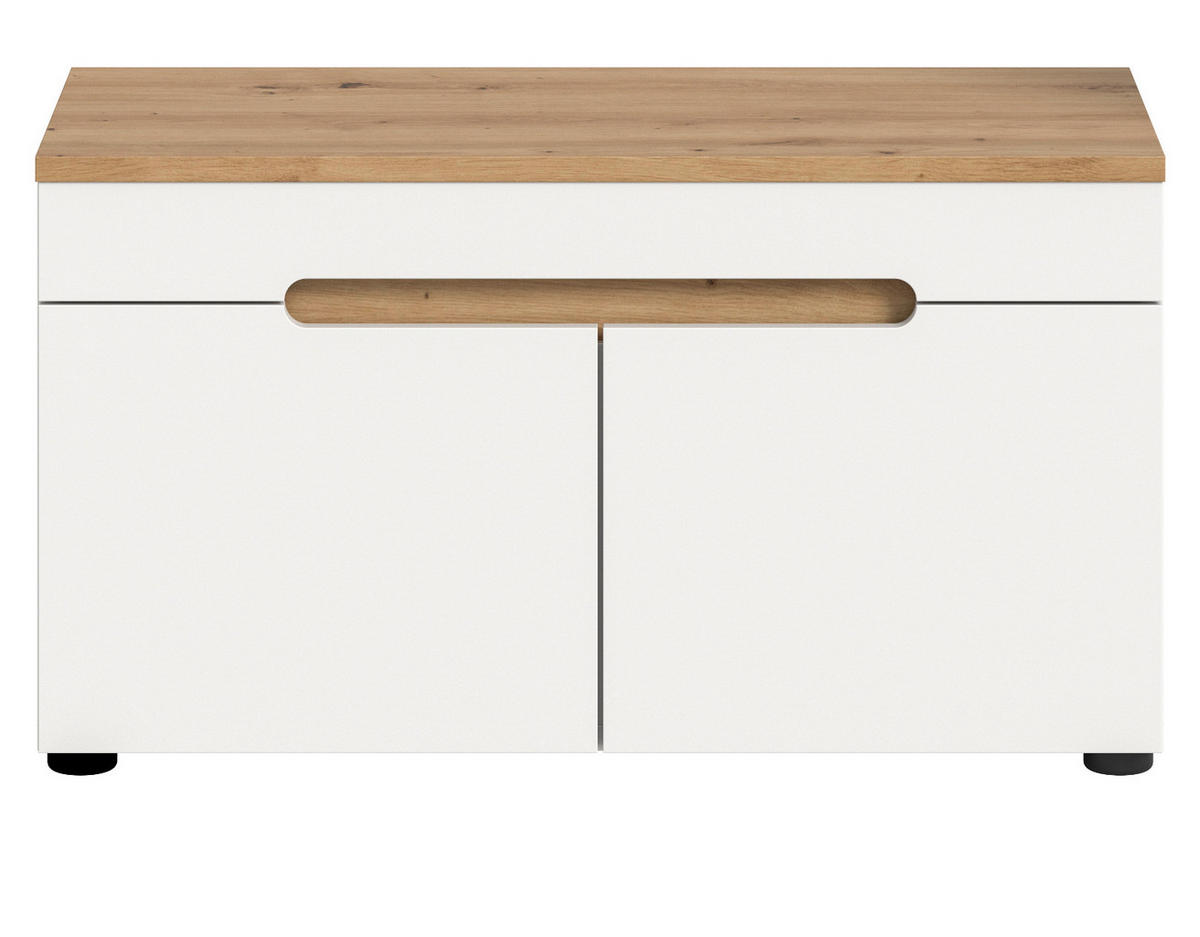 GARDEROBENBANK weiß, Eiche Artisan 80 cm, Schuhbank mit Soft-Close - Weiß, Holzwerkstoff (80/45/37cm) - Inn.Furn