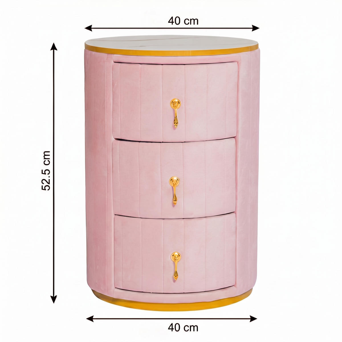 NACHTTISCH Rosa 3 Schubladen - Rosa, Holz (40/52.5/40cm) - PANGIVO