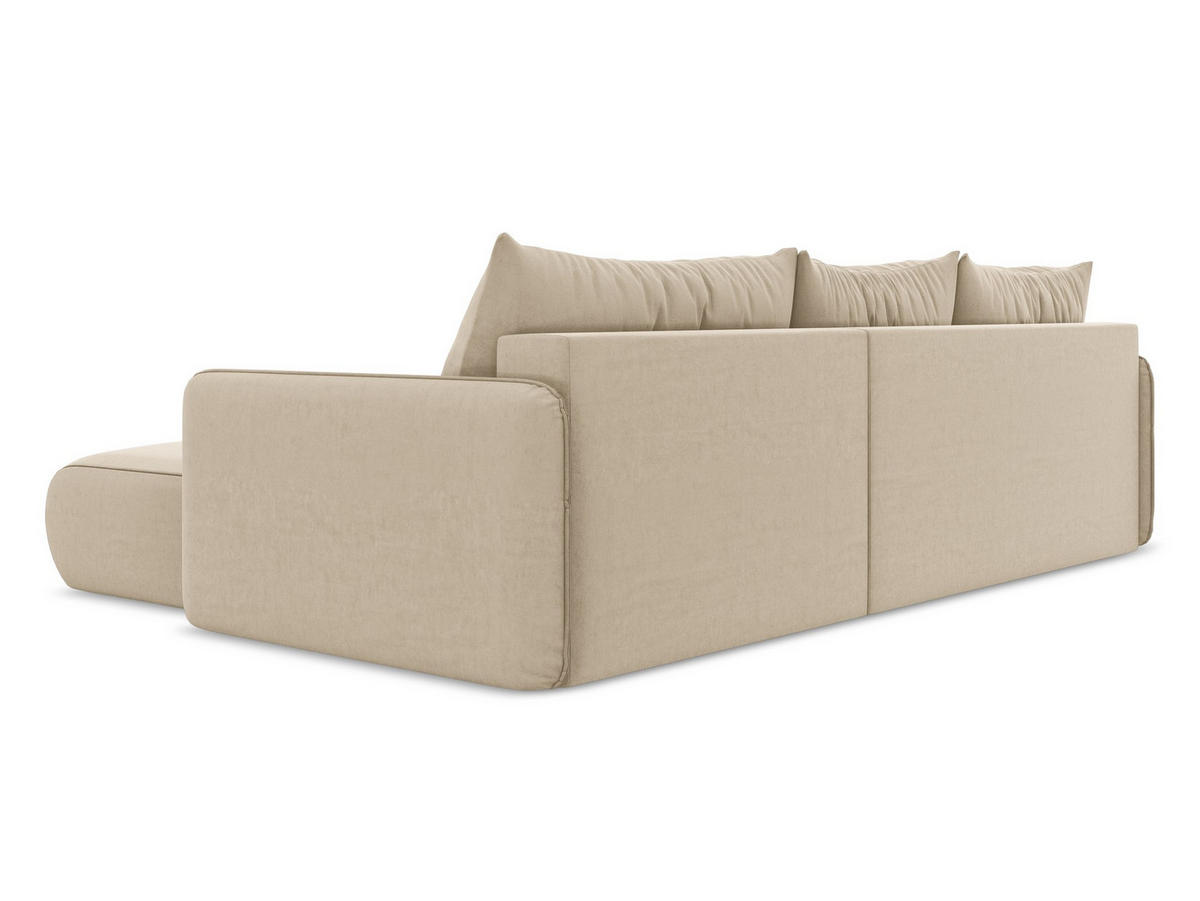 ECKSOFA mit Schlaffunktion Samt Stoff Beige - Beige/Creme, Kunststoff/Textil (240/148cm) - Makamii
