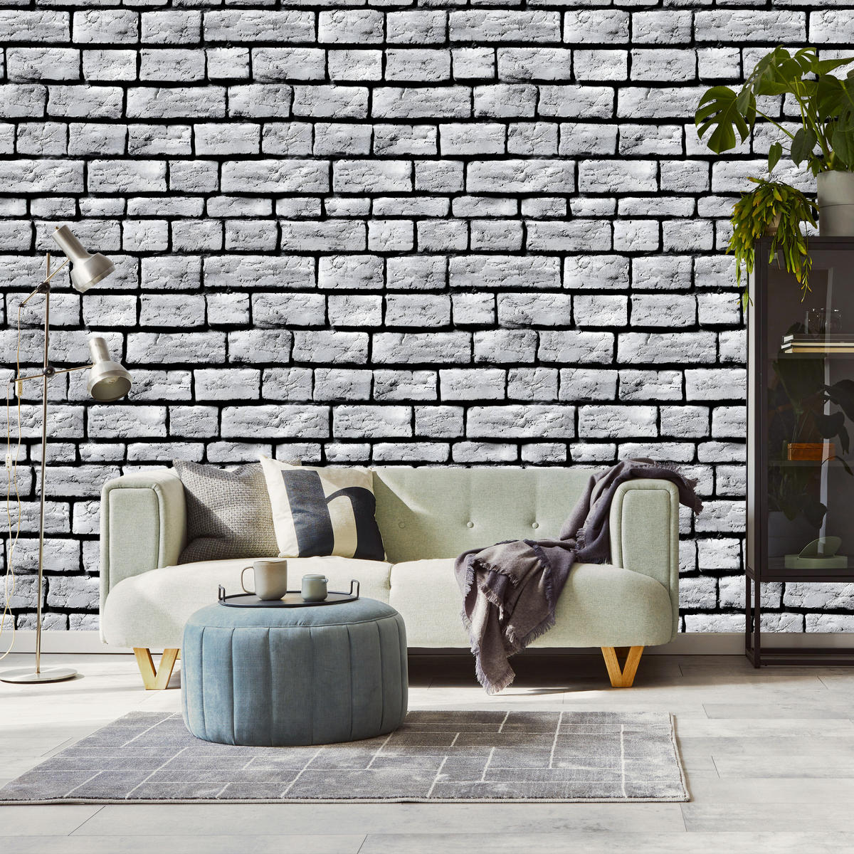VLIESTAPETE Ziegelmauer in 3D-Optik – Grau, Schwarz – 50x1000 cm - Schwarz/Grau, Papier (50/1000cm) - Muralo