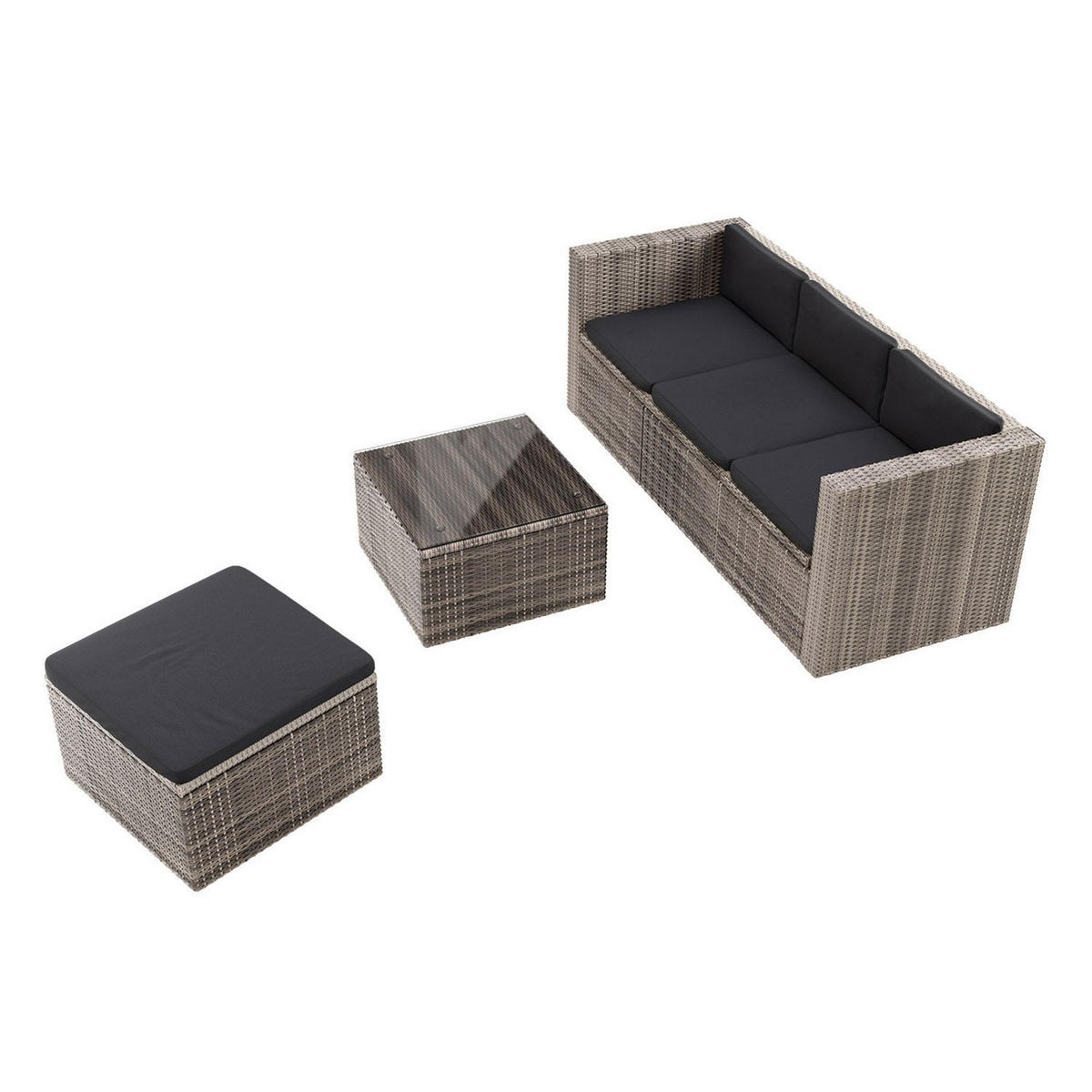 LOUNGEGARNITUR Punta Cana inkl. Abdeckung 3-tlg. - Grau, Kunststoff - Juskys