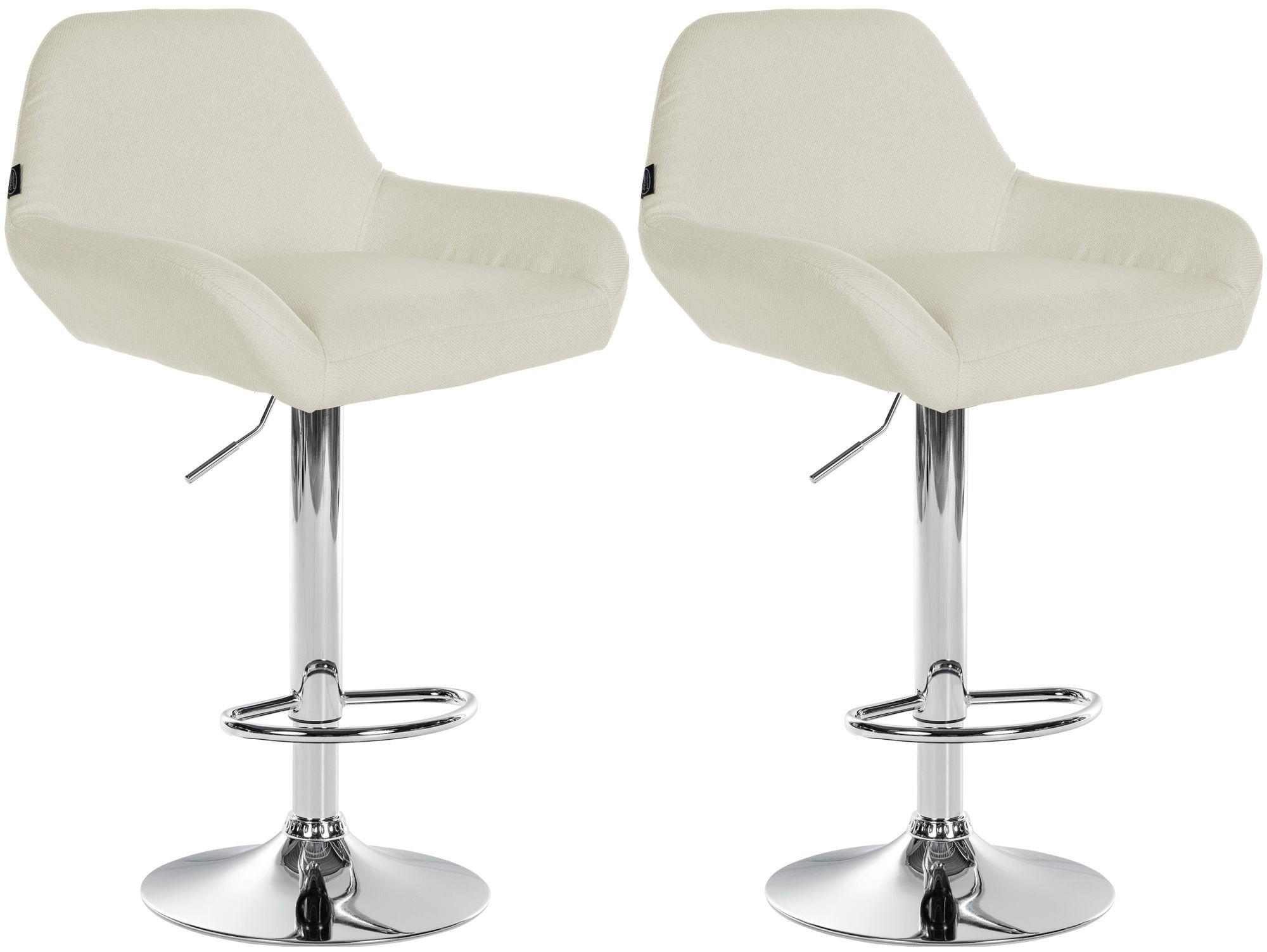 BARHOCKER 2 Stoff Creme - Chromfarben/Creme, Textil/Metall (51/89/52cm) - CLP