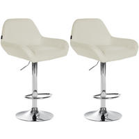 BARHOCKER 2er Set Stoff creme - Chromfarben/Creme, Textil/Metall (51/89/52cm) - CLP