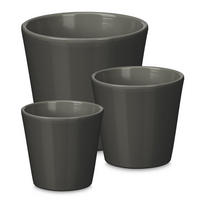 BLUMENTOPF konisch 14/17/22 cm 3er Set - Anthrazit, Keramik (22/19/22cm) - Ibergarden