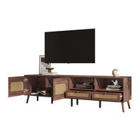 TV ormarić od iverice 200x37x49,5 cm smeđa s vratima od ratana, 2 ladice i 8 nogu - smeđa, drvni materijal (200/49.5/37cm) - Modfu