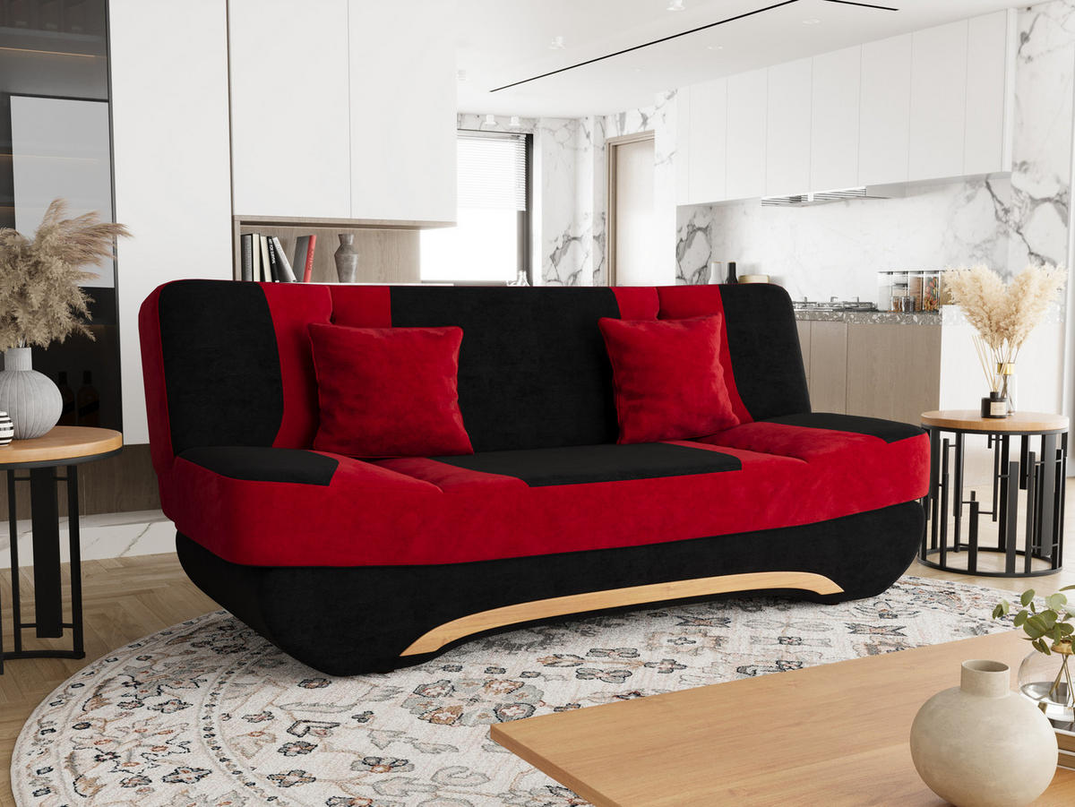 SOFA Boat mit Schlaffunktion - Rot/Schwarz, Textil (190/95/80cm) - SIMKAM Furniture