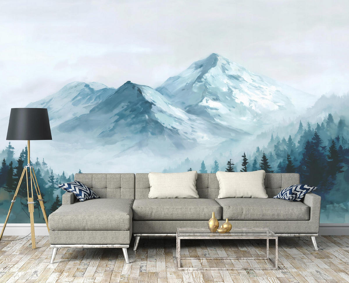 FOTOTAPETE Berge Wald Grün 250x175 cm - Multicolor, Papier (250/175cm) - Wallarena