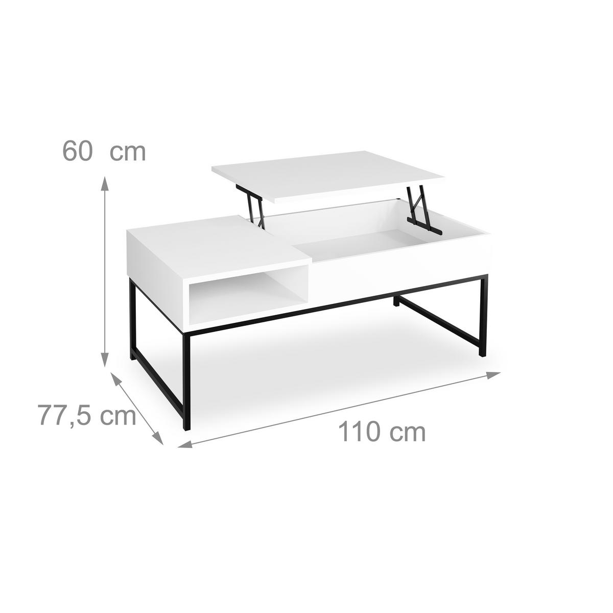 COUCHTISCH - Weiß, Holzwerkstoff/Metall (50/110/56cm) - Relaxdays