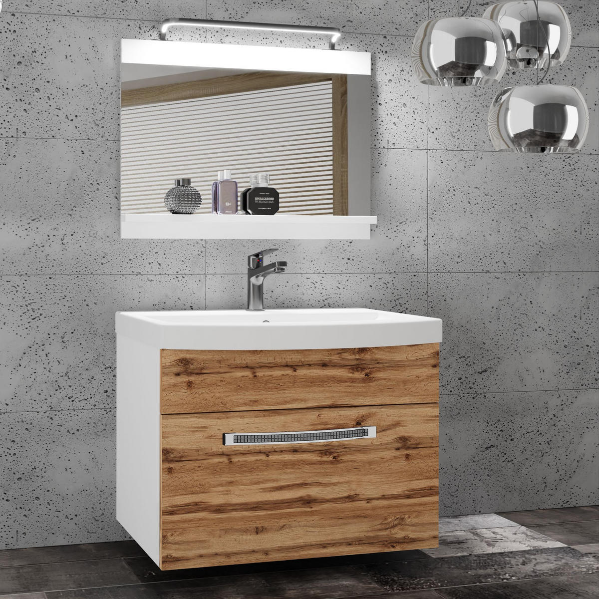 BADMÖBEL Badezimmer Wotan Eiche, Matt - Eiche Wotan, Holz (60/51/40cm) - B BELINI GROUP