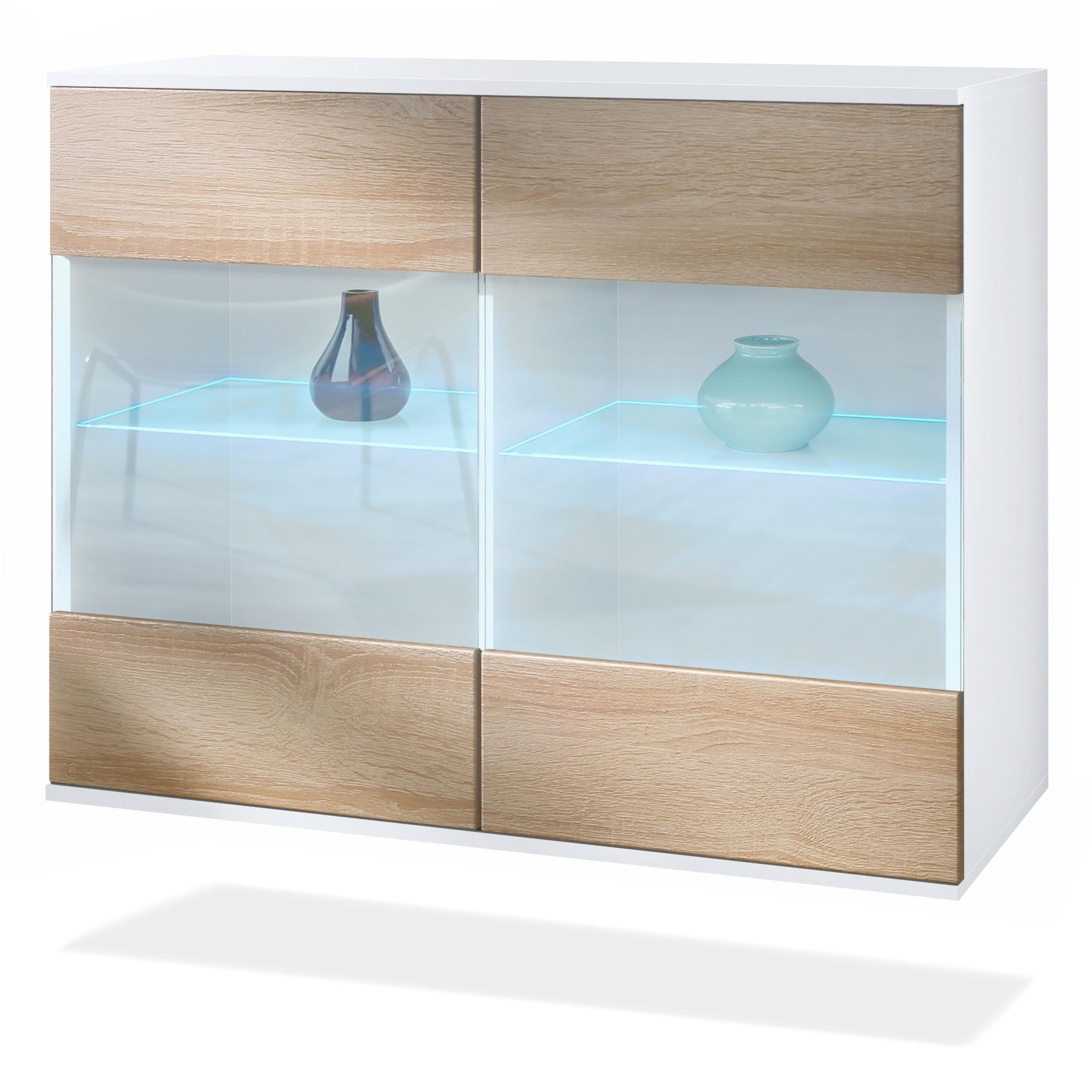 KOMMODE Bari Eiche sägerau - Eiche San Remo, Holzwerkstoff (92.5/73.5/35cm) - Vladon