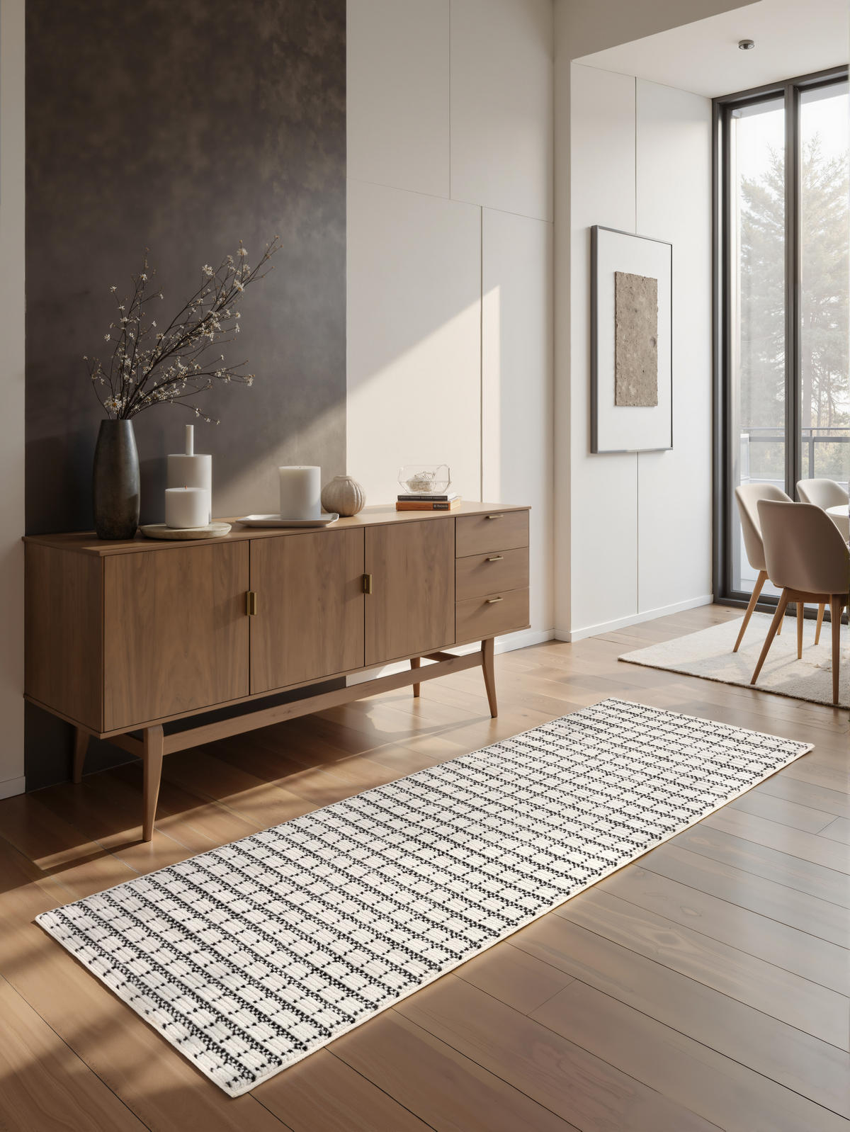 SOFT-TEPPICH Jacky Weiß-Anthrazit 80x220 cm - Weiß, Textil (80/220cm) - Tesso Living