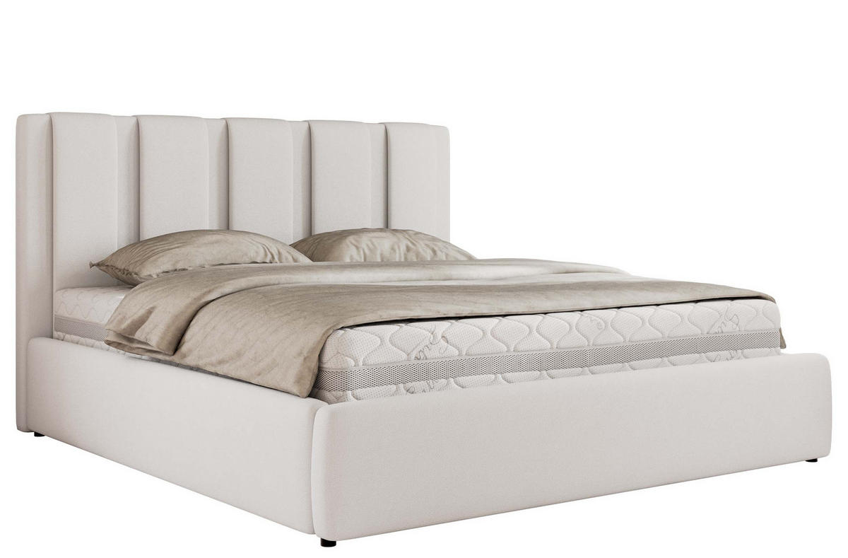 POLSTERBETT SAVINO CLASSIC 160/200 - Weiß Kunstleder - ohne Matratze - Weiß, Textil (160/200cm) - MKS