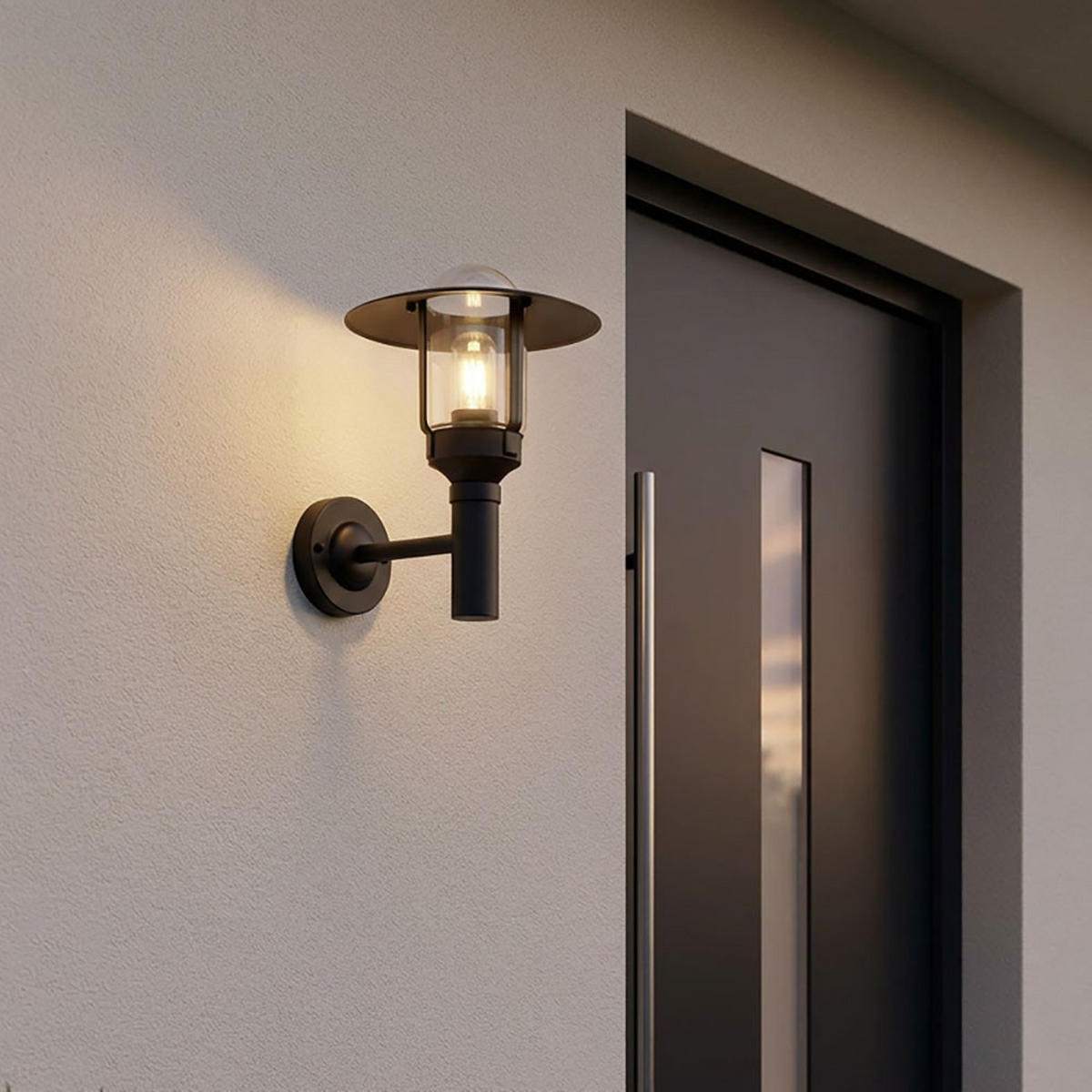LED AUSSEN-WANDLEUCHTE Aluminium Schwarz Matt, 34 cm - Schwarz, Glas (25/30.5/34cm)