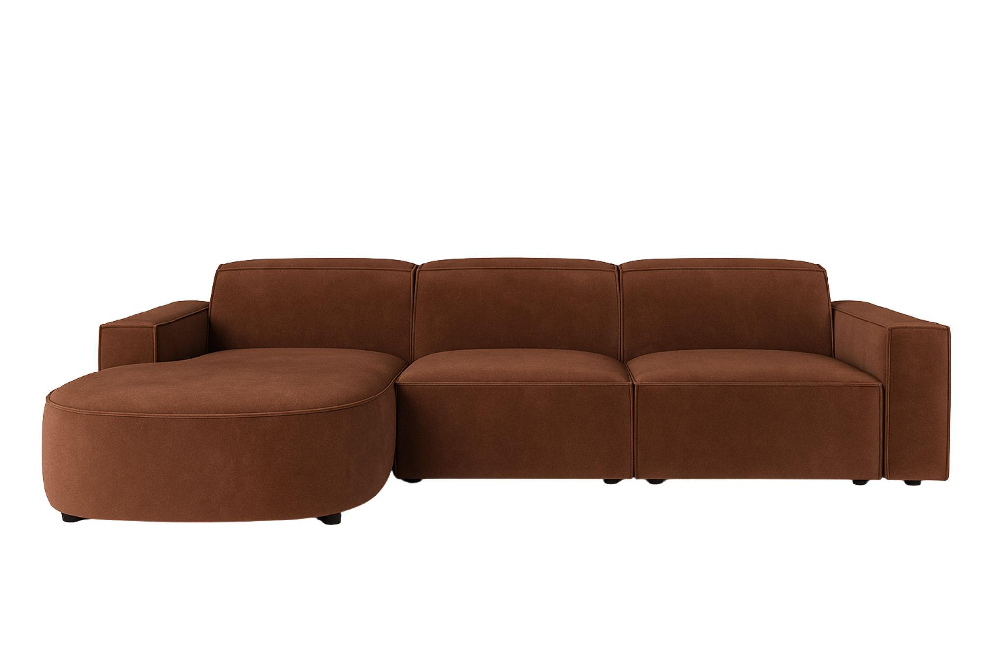 ECKSOFA Cursal Round L-Form, Stoff Salvador, Dunkelbraun, Links - Dunkelbraun, Holz (284/166cm) - Kaiser Möbel