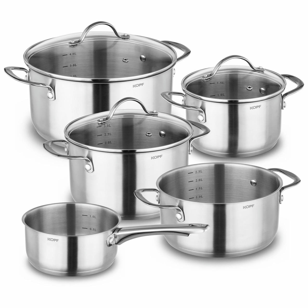 TOPFSET Clara, Edelstahl, Induktion, Literskala, 8-teilig - Edelstahlfarben, Metall - KOPF