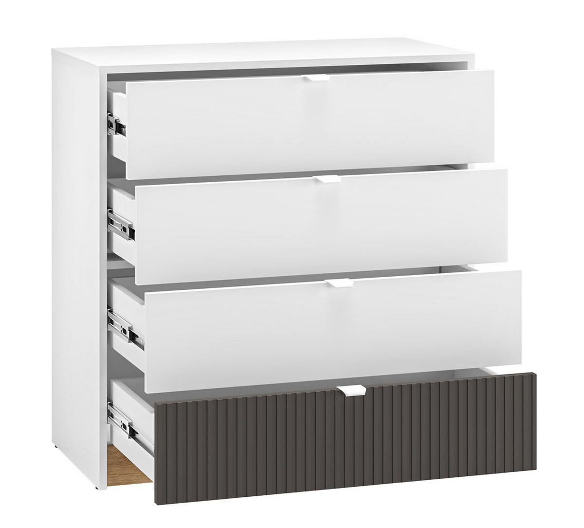 KOMMODE Torino Weiß / Eiche Castello / Graphit 82 / 40 / 86cm - Weiß/Braun, Holz/Holzwerkstoff (82/86/40cm) - Feldmann-Wohnen