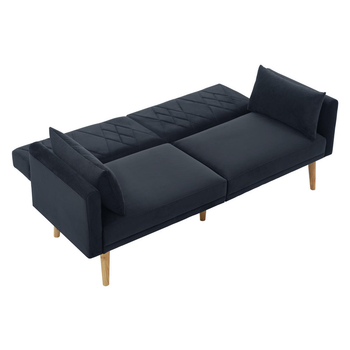SCHLAFSOFA 2-Sitzer Samtstoff Bettfunktion Kompakt Schwarz - Schwarz, Holz (81.99/25.48/44.98cm) - FLIEKS