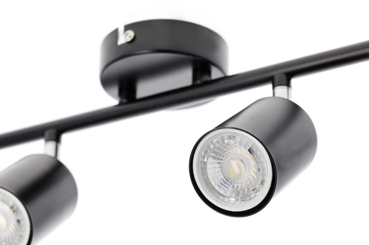 DECKENSTRAHLER LICHTBUCHSE JACK Schwarz Vier Kopf GU10 - Schwarz, Metall (9/65/16.5cm) - CGC Europe
