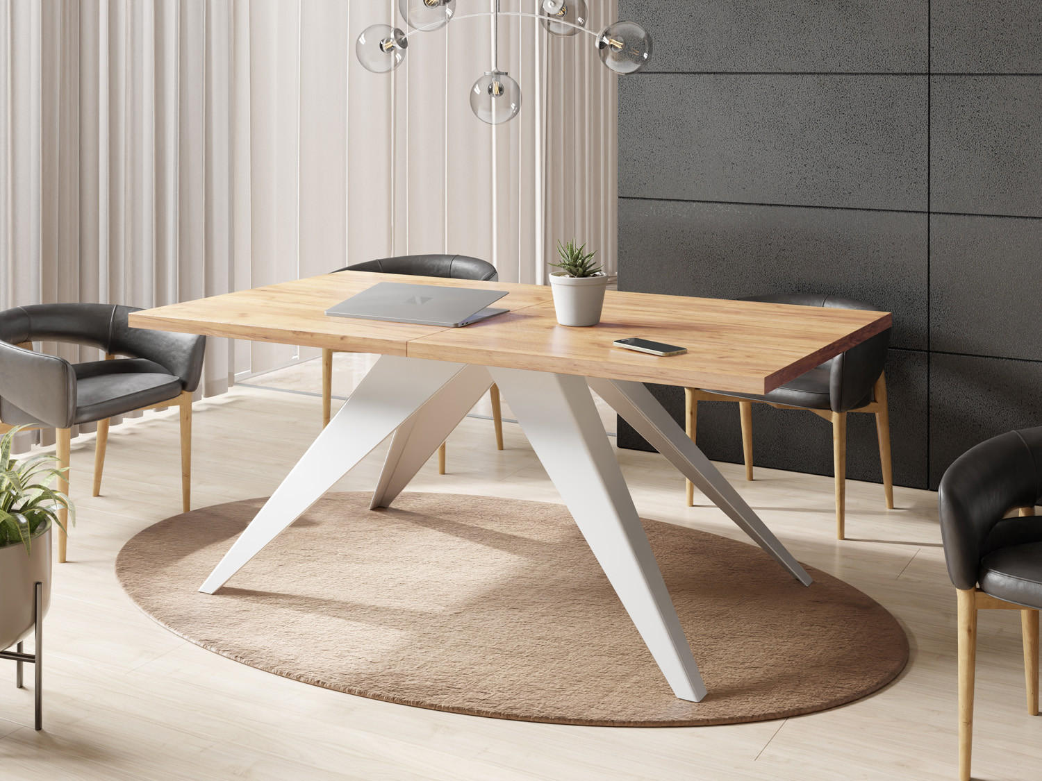 ESSTISCH Vance Weiß rechteckig ausziehbar, Craft Eiche 140-240/80/76 cm - Eiche Wotan/Weiß, Holzwerkstoff/Metall (140/80/76cm) - WFL GROUP