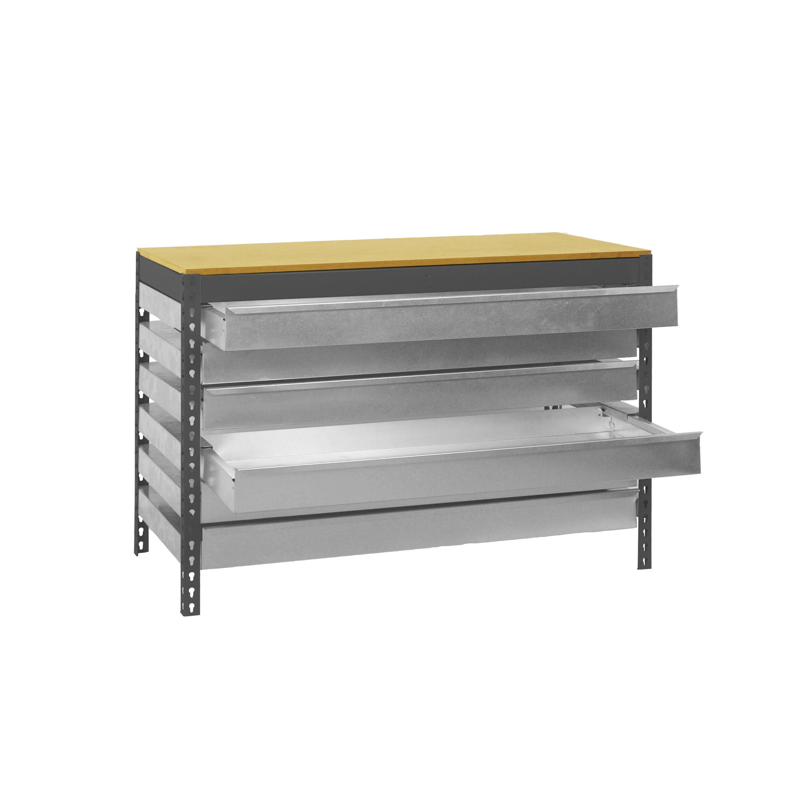 WERKBANK BUFFALO mit Schubfächern | HxBxT 84x90x61cm | Traglast 600kg | Anthrazit - Anthrazit, Metall (90/84/76cm) - PROREGAL